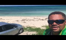 Car on the beach in Jamaica