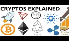 Top 100 Cryptos Explained: Bitcoin, Ethereum, Ripple, BCH, EOS, Stellar, LTC, Cardano, Tether, TRON