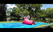 Roll up the 18 feet tall water slide