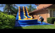 Deliver the blue 19 feet tall water slide