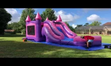 Deliver the pink bounce house combo