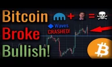 Bitcoin Breaks Bullish! Bitcoin Forms Bullish Pattern - Kraken Delists Bitcoin SV, Waves Crashes!