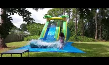 Bounce house business green water slide