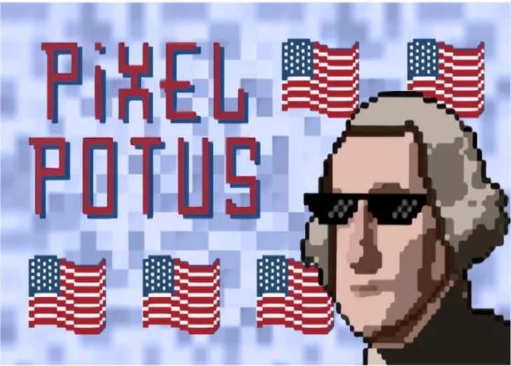 Collect and combine rare cards to earn NFTs of US Presidents with PixelPotus