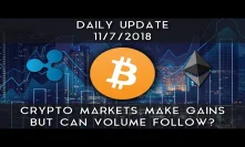 Daily Update (11/7/18) | Crypto markets make gains, but can volume follow?