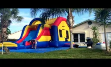 Deflate and roll up the bounce house combo