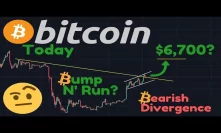 Bump N' Run To $6,700?! | Bearish Divergence On Daily & Hourly Timeframes | The $300 Bitfinex Spread