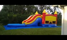 Marble fire 18 feet tall water slide and bounce house combo