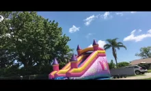 Deflate and roll up the pink water slide