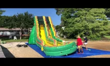 Deliver the green 19 feet tall water slide
