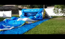Deflate the water slide with a machine