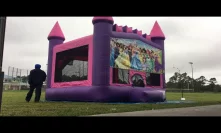Deflate and roll up the pricess castle bounce house