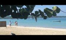 Tourists on the beach in Jamaica