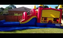 Bounce house business delivering water slide fun