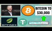 BITCOIN to $30,000 Says Mark Yusko - Bitfinex Tether NY - Bitstamp Lightning Network - Matrixport