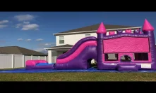 Pink bounce combo with water slide and tunnel