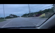 Drive in the night rain Jamaica