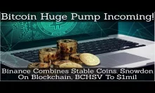 Bitcoin Huge Pump Incoming! Binance Combines Stable Coins. Snowdon On Blockchain, BCHSV To $1mil
