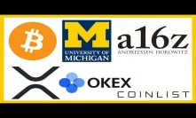 University of Michigan Endowment Crypto A16z - XRP listed on OKEx - Companies Pay Taxes in Crypto