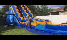 Machine roll up the 19 feet tall water slide